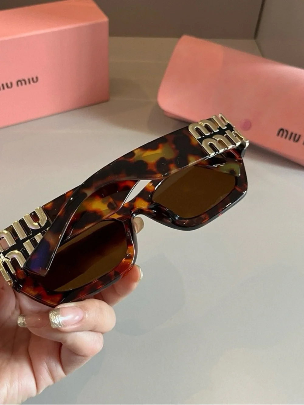 Miu Miu Tortoiseshell Acetate Sunglasses with Brown Lenses